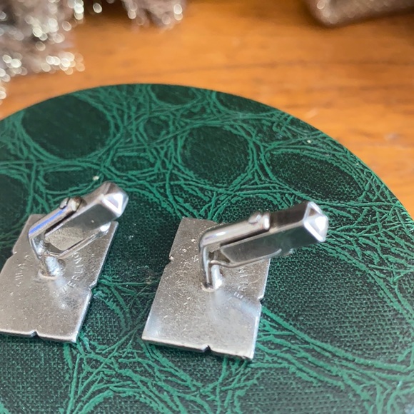 VTG SWANK sterling silver marked rectangular angled back cuff links - Picture 4 of 7